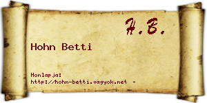 Hohn Betti névjegykártya